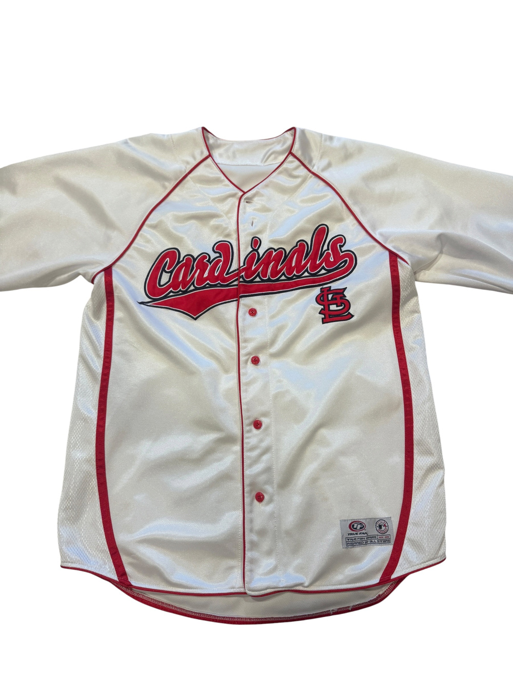 St Louis Cardinals Satin Baseball Jersey Red White Button Front